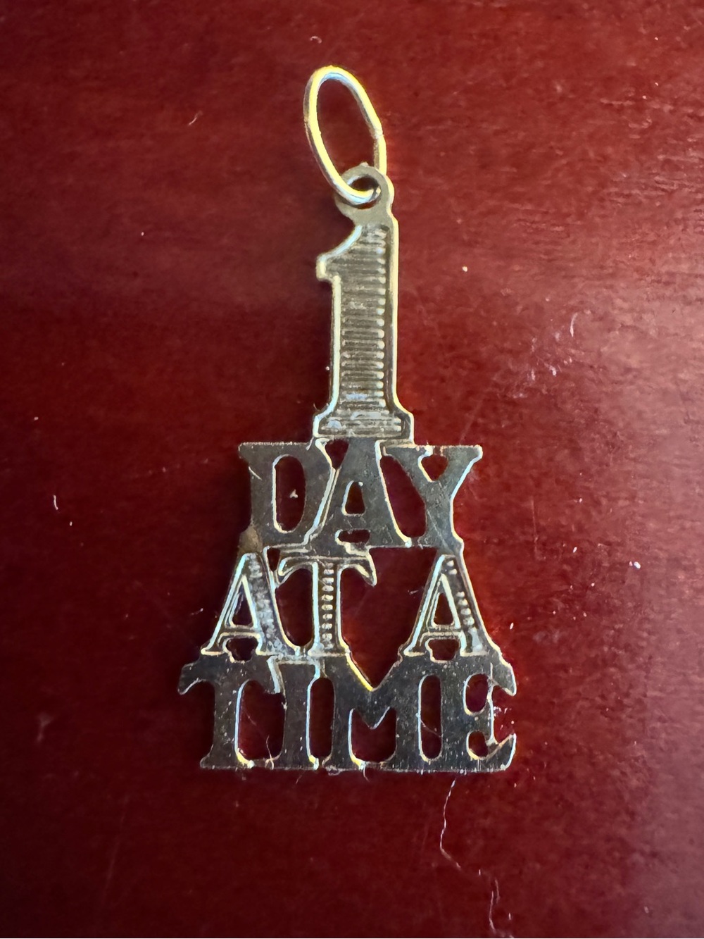 Vintage 14kt Gold “1 Day At A Time” Pendant